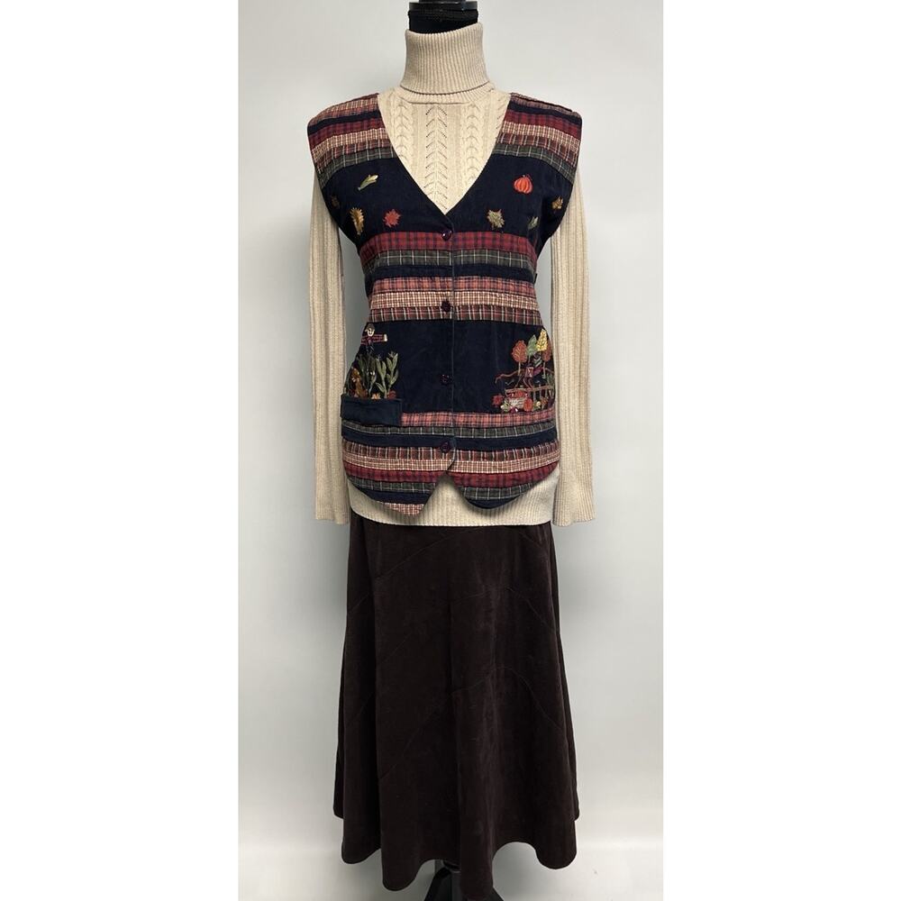 Vintage Granny Vest Womens Farm 1X Patchwork Plaid patchwork‎